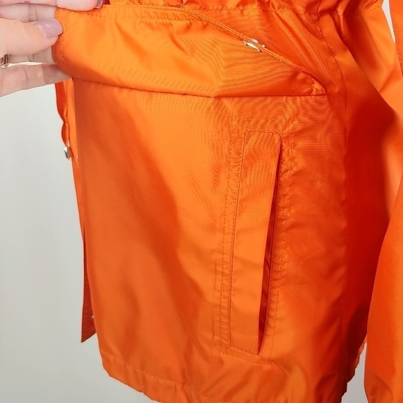 Ellen Tracy Hooded Rain Jacket XS Orange Full Zip Hip Length - Picture 4 of 8